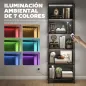 Librería de 5 Niveles con Luces LED de 7 Colores Estantería para Libros 60x30x179 cm Estantería Industrial Negro