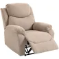 Sillón Relax Reclinable Manual Tapizado en Tela Aspecto Lino Reposapiés Reposabrazos Acolchado Grueso Beige
