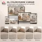 Sillón Relax Reclinable Manual Tapizado en Tela Aspecto Lino Reposapiés Reposabrazos Acolchado Grueso Beige