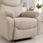 Sillón Relax Reclinable Manual Tapizado en Tela Aspecto Lino Reposapiés Reposabrazos Acolchado Grueso Beige