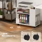 Mueble para Impresora con Ruedas Compartimentos Superiores Estantes Abiertos 70x36x60 cm Blanco