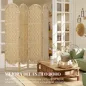 Biombo Separador de Ambientes 4 Paneles 160x170 cm con Parte Superior Arqueada Tejido a Mano Divisor Plegable Natural