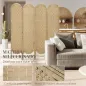 Biombo Separador de Ambientes 4 Paneles 160x170 cm con Parte Superior Arqueada Tejido a Mano Divisor Plegable Natural