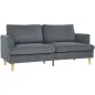 Sofá de 3 Plazas Tapizado en Pana Acolchado Grueso de Muelles Asiento Ancho 2 Almohadas 188x80x86 cm Gris Oscuro