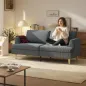 Sofá de 3 Plazas Tapizado en Pana Acolchado Grueso de Muelles Asiento Ancho 2 Almohadas 188x80x86 cm Gris Oscuro