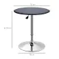 Mesa de Bar con Altura Ajustable Giratoria 360° con Base Redonda Mesa Alta Moderna para Cocina Ø63x67-93 cm Negro