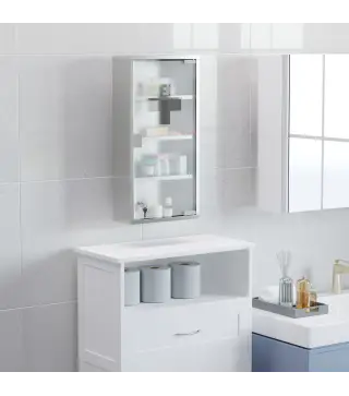 Armario de Medicinas Botiquín Gabinete de Primero Auxilios Acero Inox 4 Estantes Caja Colgante de Pared con Cerradura