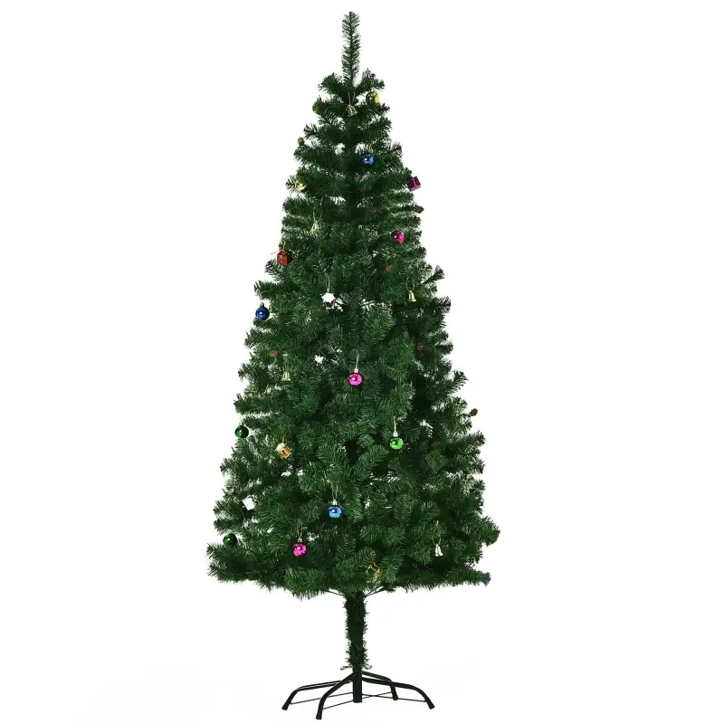 Árbol de Navidad Artificial 180 cm con 624 Ramas Adornos Piñas Decoración Navideña para Interiores Verde