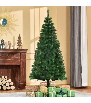Árbol de Navidad Artificial 180 cm con 624 Ramas Adornos Piñas Decoración Navideña para Interiores Verde