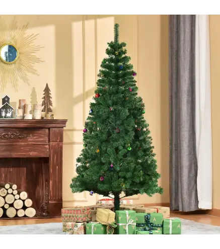 Árbol de Navidad Artificial 180 cm con 624 Ramas Adornos Piñas Decoración Navideña para Interiores Verde