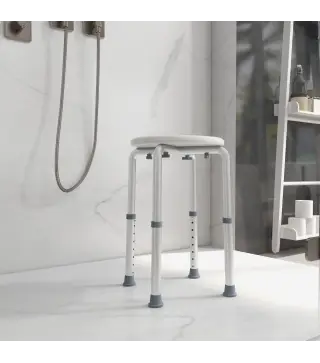 Taburete de Ducha de Aluminio con Altura Regulable Antideslizante Carga 136 kg para Ancianos y Discapacitados