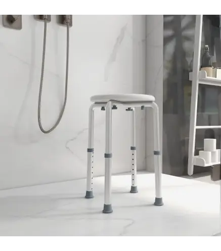 Taburete de Ducha de Aluminio con Altura Regulable Antideslizante Carga 136 kg para Ancianos y Discapacitados