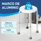 Taburete de Ducha de Aluminio con Altura Regulable Antideslizante Carga 136 kg para Ancianos y Discapacitados