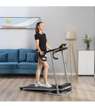 Cinta de Correr Plegable Cinta de Andar Eléctrica Velocidad de 1-10km/h con Pantalla LCD 125x61x118 cm Negro y Gris