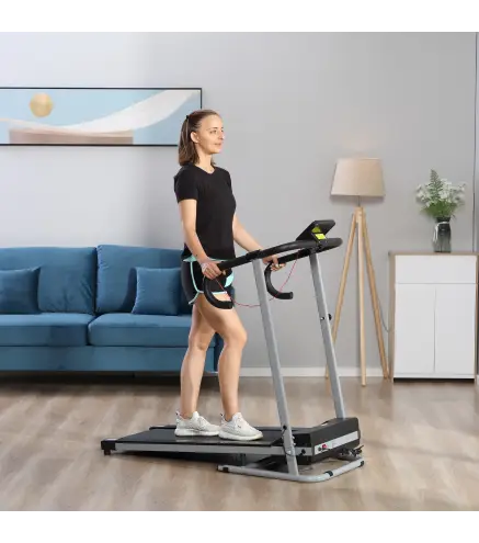 Cinta de Correr Plegable Cinta de Andar Eléctrica Velocidad de 1-10km/h con Pantalla LCD 125x61x118 cm Negro y Gris