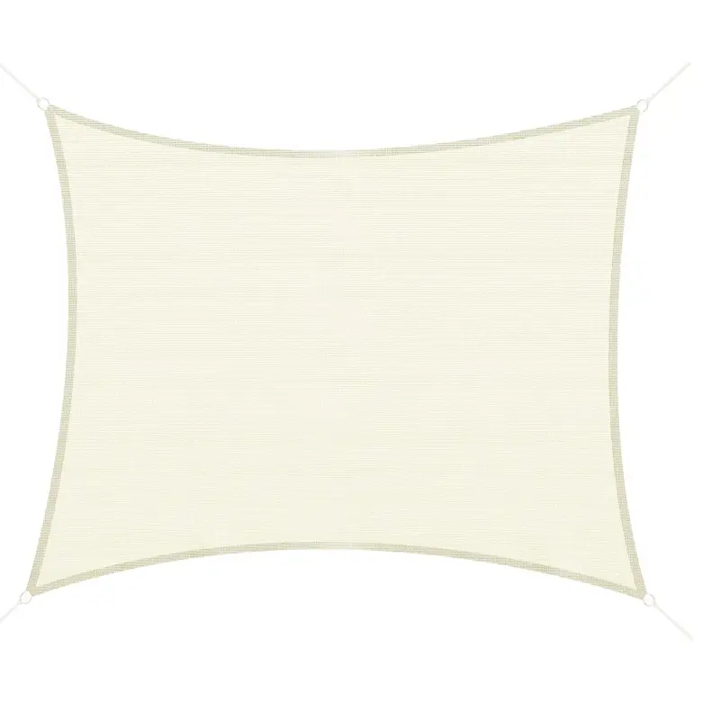 Toldo Vela Rectangular 4x3 m Vela de Sombra para Jardín Patio Terraza HDPE Anti UV y Transpirable Color Crema