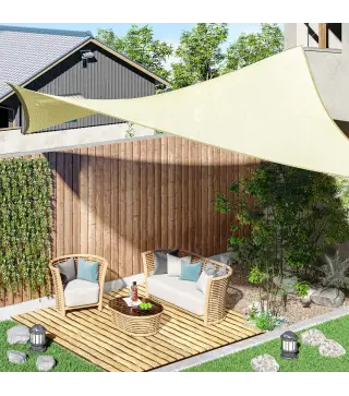 Toldo Vela Rectangular 4x3 m Vela de Sombra para Jardín Patio Terraza HDPE Anti UV y Transpirable Color Crema