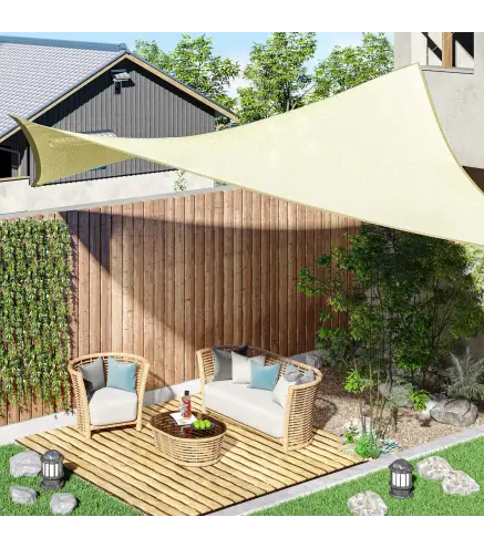 Toldo Vela Rectangular 4x3 m Vela de Sombra para Jardín Patio Terraza HDPE Anti UV y Transpirable Color Crema
