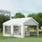 Carpa para Fiesta Cochera Gazebo 4x4m Pergola Cenador Pabellón 4 Paneles Laterales 6 Ventanas Anti-UV para Eventos Bodas Acero P