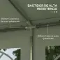 Carpa para Fiesta Cochera Gazebo 4x4m Pergola Cenador Pabellón 4 Paneles Laterales 6 Ventanas Anti-UV para Eventos Bodas Acero P