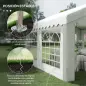 Carpa para Fiesta Cochera Gazebo 4x4m Pergola Cenador Pabellón 4 Paneles Laterales 6 Ventanas Anti-UV para Eventos Bodas Acero P