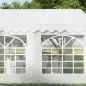Carpa para Fiesta Cochera Gazebo 4x4m Pergola Cenador Pabellón 4 Paneles Laterales 6 Ventanas Anti-UV para Eventos Bodas Acero P