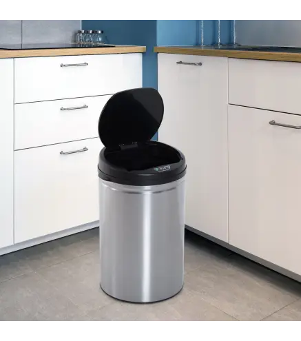 Contenedor Papelera Cubo Basura 30L con Sensor Detector Movimiento automático Acero Inoxidable (Varios tamaños）