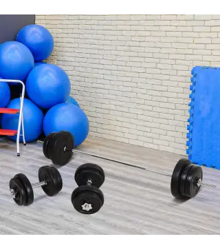 Juego de Pesas de 55 kg con Mancuernas y Barra Pesos Ajustables 2 en 1 con Discos Barra de 170 cm para Culturismo Entrenamiento