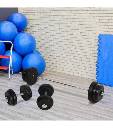 Juego de Pesas de 55 kg con Mancuernas y Barra Pesos Ajustables 2 en 1 con Discos Barra de 170 cm para Culturismo Entrenamiento