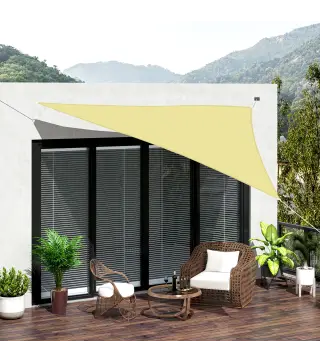 Toldo Vela Triangular 6x6x6 m Vela de Sombra para Jardín Patio Terraza Poliéster Anti UV Color Arena