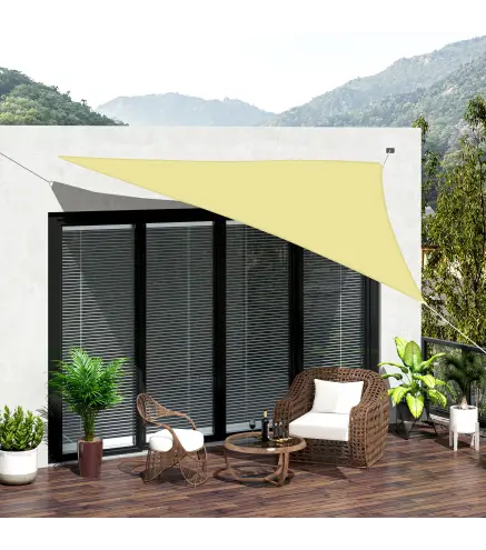 Toldo Vela Triangular 6x6x6 m Vela de Sombra para Jardín Patio Terraza Poliéster Anti UV Color Arena