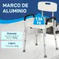 Silla de Ducha para Personas Mayores con Respaldo Altura Regulable Antideslizante y Apoyabrazos Carga 136 kg