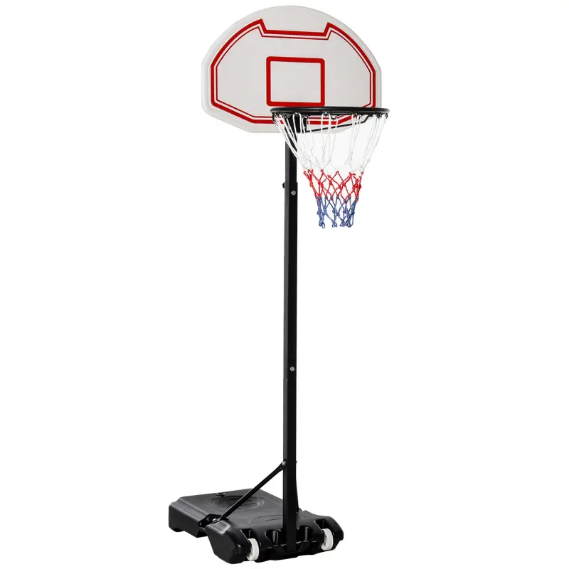 Canasta de Baloncesto con Altura Ajustable de 155-210 cm Base Rellenable y Ruedas para Exterior e Interior Multicolor