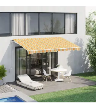 Toldo Manual Retráctil 300x250 cm, Toldo Exterior Terraza con Ángulo Ajustable, Brazo Articulado, Montaje a Pared, Estructura de