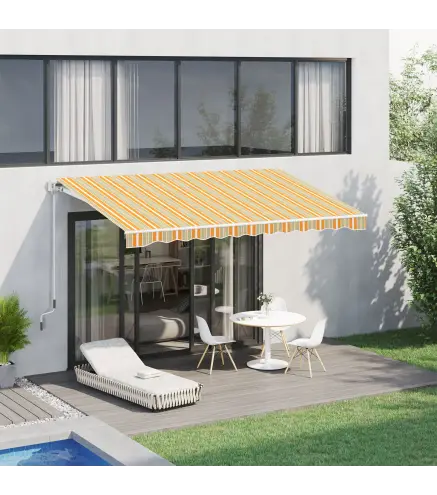 Toldo Manual Retráctil 300x250 cm, Toldo Exterior Terraza con Ángulo Ajustable, Brazo Articulado, Montaje a Pared, Estructura de