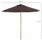 Sombrilla de Terraza Ø250x230 cm con 6 Varillas Sistema de Cuerda para Exterior Balcón Patio Café