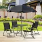 Conjunto de Muebles para Jardín con 4 Sillas 1 Mesa y 1 Parasol Texteline Aluminio y Poliéster Negro