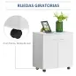 Mesa Armario Movil Mueble TV de Madera Con Ruedas y 2 Puertas Consola Cajonera 60x35x65cm
