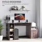 Mesa de Ordenador 120 cm Mesa de Escritorio con Múltiples Estantes Cajón Bandeja de Teclado 152x60x88 cm Marrón