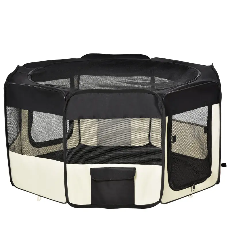 Parque Plegable para Perros de 8 Paneles Parque de Juego para Mascotas con Bolsa de Transporte Ø120x58 cm Negro