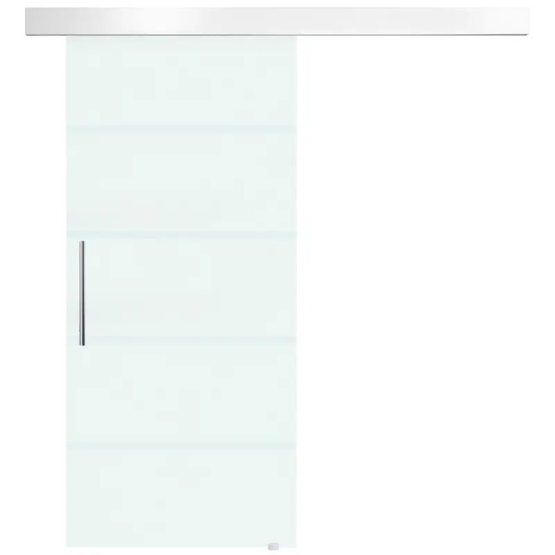 Puerta Corredera de Cristal 90x205 cm Puerta Corrediza Deslizante con Riel de Cristal de Seguridad Translúcido