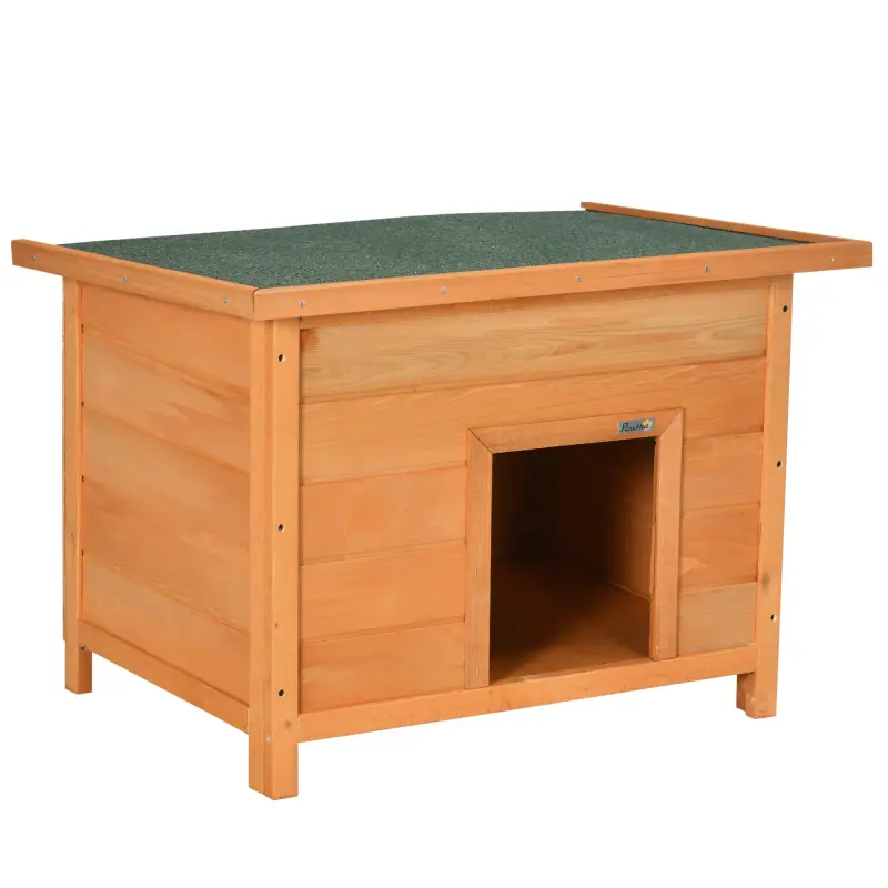 Caseta para Perro de Exterior con Tejado Abatible y Patas Antideslizantes para Interior y Exterior 82x58x58 cm Natural