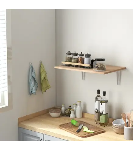 Mesa Plegable de Pared Mesa Abatible de Pared de Madera Ahorra Espacio para Cocina Comedor Dormitorio 60x40x20cm Natural