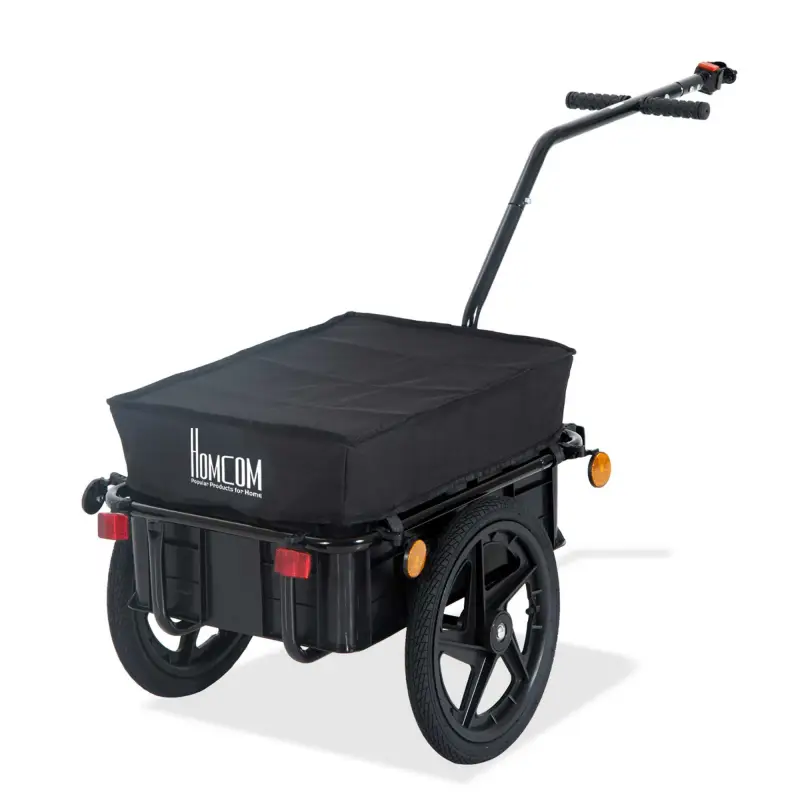 Remolque de Bicicleta 40 kg de Tela Oxford con Reflectores y Estructura de Acero 144x59x80 cm Negro