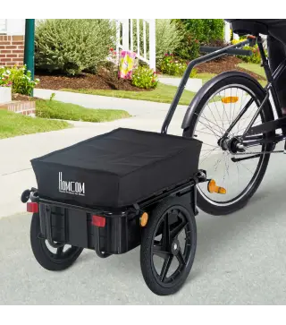 Remolque de Bicicleta 40 kg de Tela Oxford con Reflectores y Estructura de Acero 144x59x80 cm Negro