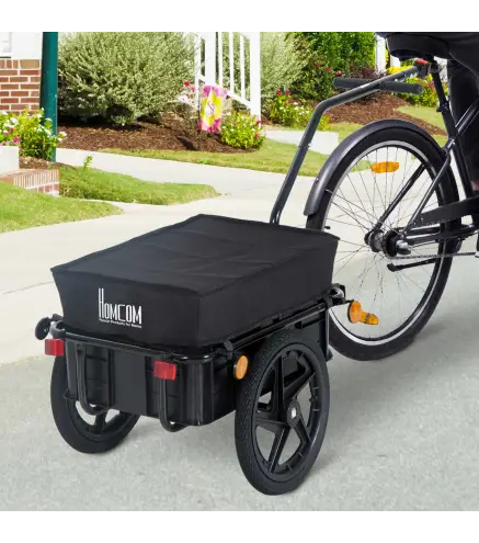 Remolque de Bicicleta 40 kg de Tela Oxford con Reflectores y Estructura de Acero 144x59x80 cm Negro