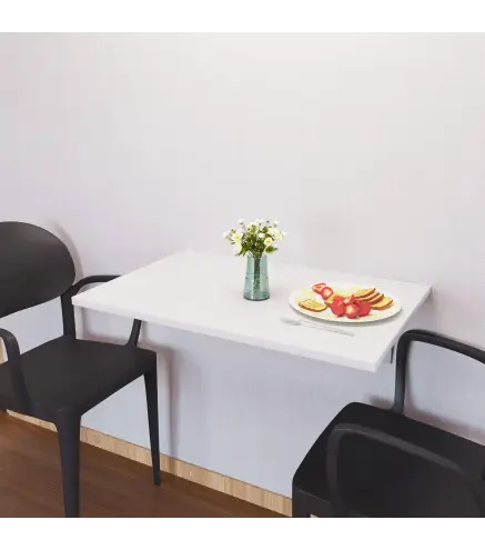 Mesa Plegable de Pared Mesa Abatible de Pared de Madera Ahorra Espacio para Cocina Comedor Dormitorio 60x40x20 cm Blanco