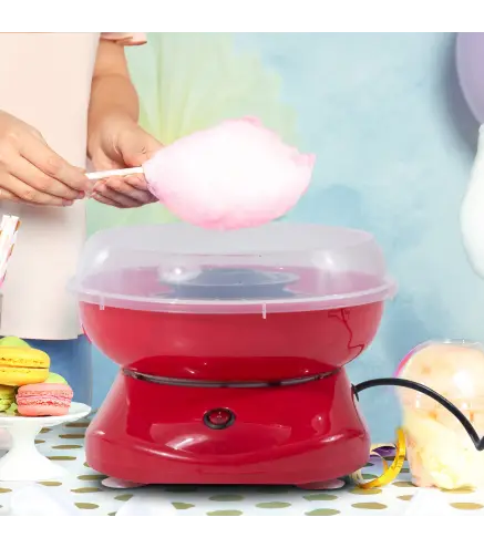 Máquina de Algodón de Azúcar de Uso doméstico de Polipropileno Acero Inox. y Aluminio 450W-550W 27x26x18 cm Rojo