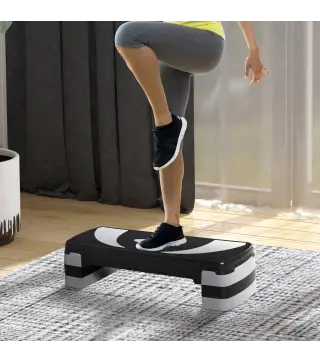Step de Aeróbic, Step para Fitness Antideslizante con Altura Regulable 3 Niveles de 10/15/20 cm, Tabla Plataforma Steppe
