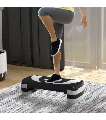 Step de Aeróbic, Step para Fitness Antideslizante con Altura Regulable 3 Niveles de 10/15/20 cm, Tabla Plataforma Stepper para E
